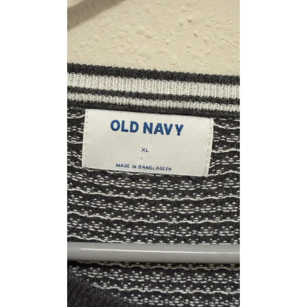 Old Navy Men's Black White Micro Pattern Knit Crewneck Sweater XL